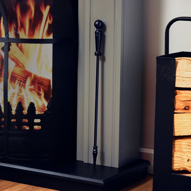 Silverflame Cast Iron Poker 18" - Black